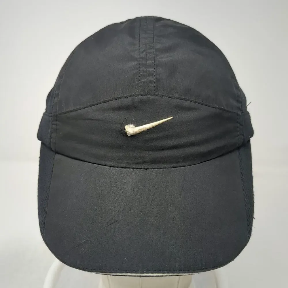 Nike Baseball Cap Black One Size Mesh Fit Dry Performance Swoosh Strapback Hat